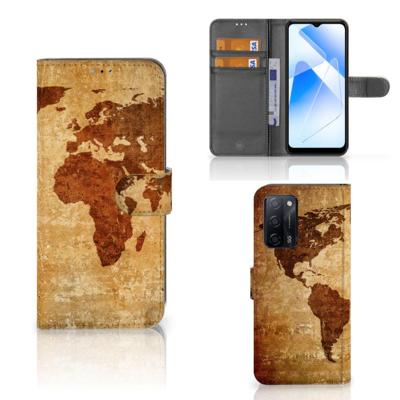 OPPO A16/A16s/A54s | Flip Cover | Wereldkaart