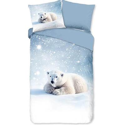 Good Morning Kinderdekbedovertrek "ijsbeer" - Blauw - (140x200/220 cm) - Katoen Flanel
