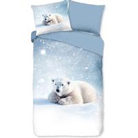 Good Morning Kinderdekbedovertrek "ijsbeer" - Blauw - (140x200/220 cm) - Katoen Flanel - thumbnail