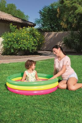 Bestway Opblaasbaar Kinderzwembad 3 Ringen Gewatteerde Bodem 102x25 cm +2 Jaar Tuin 51104 - thumbnail