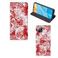 Mobiel BookCase OPPO A15 Angel Skull Rood - thumbnail
