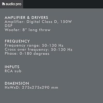 Audio Pro SW-5 Actieve Subwoofer 8" 150W Subwoofer Zwart