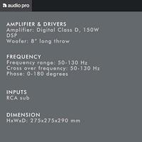 Audio Pro SW-5 Actieve Subwoofer 8" 150W Subwoofer Zwart - thumbnail