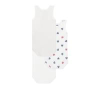 Set van 3 tanktops met gestreepte harten voor baby Petit Bateau wit - thumbnail