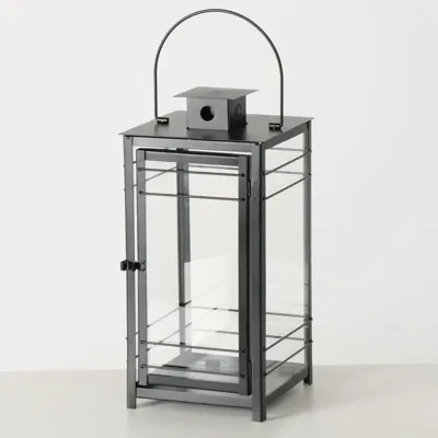 Boltze Home lantaarn ijzer bregenz 28x28x57cm zwart