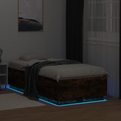 Bedframe met LED-verlichting gerookt eikenkleurig 90x190 cm