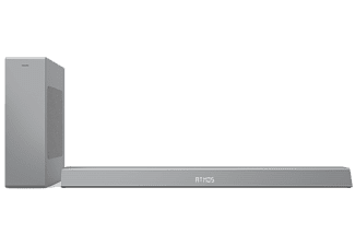 Philips B8505/10 SoundBar met Draadloze Subwoofer (2.1-Kanaals, Bluetooth, 240 W, Dolby Atmos, HDMI eARC, Compatibel met DTS Play-Fi, Spraakassistenten, Laag Design) Zilver - 2020/2021 Model