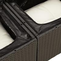 5-delige Loungeset met kussens poly rattan zwart - thumbnail