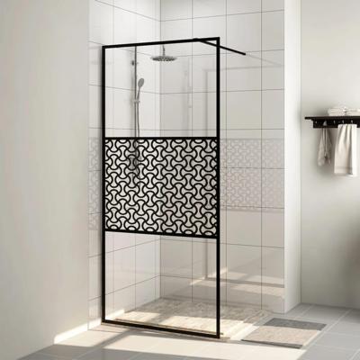 Inloopdouchewand 80x195 cm ESG-glas transparant en zwart