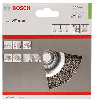Bosch Accessoires Kegelborstel, roestvrij 100 mm, 0,35 mm, 12500 U/ min, 14 1st - 2608622108