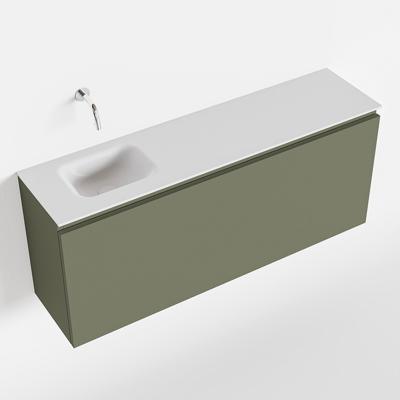 MONDIAZ OLAN 120cm toiletmeubel army. LEX wastafel talc links geen kraangat