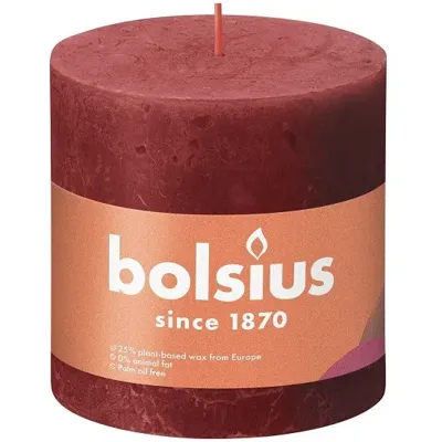 Bolsius kaars rustiek 10x10 cm delicate red