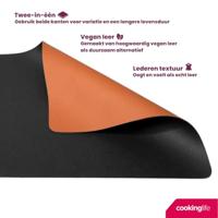 Cookinglife Placemats - Dubbelzijdig - Vegan leer - Cognac / Zwart 46 x 33 cm - 6 Stuks - thumbnail