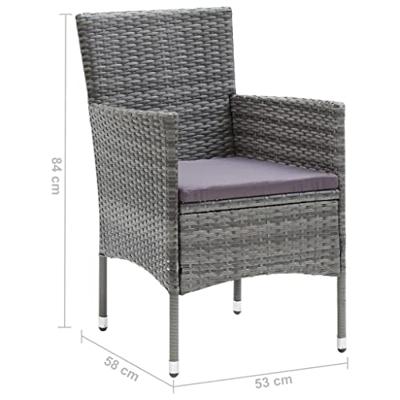 9-delige Tuinset met kussens poly rattan grijs - thumbnail