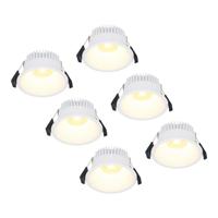 Set van 6 Finn LED inbouwspots - 10 Watt 900lm - 2700K warm wit - Dimbaar - Rond - Verzonken - IP44 waterdicht - Wit - Voor binnen, buiten en badkamer - thumbnail