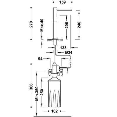 Elektronische Zeepdispenser Tres Tempo Base Hoog Chroom Tres