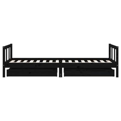 Kinderbedframe met lades 90x200 cm massief grenenhout zwart