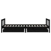 Kinderbedframe met lades 90x200 cm massief grenenhout zwart - thumbnail