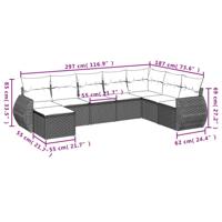 8-delige Loungeset met kussens poly rattan zwart - thumbnail