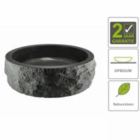 AQS Opzetwastafel Hardsteen Hamerslag Rond 40x12 cm Zwart Boss & Wessing - thumbnail
