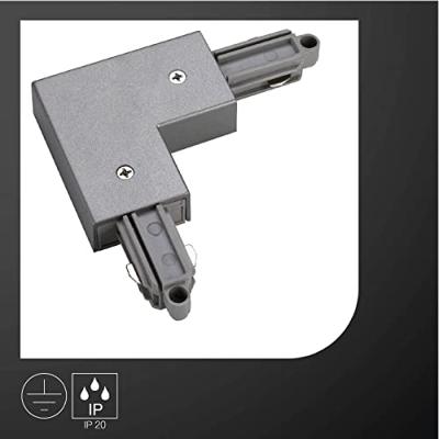 SLV 143052 230V-railsysteemcomponenten Hoekverbinder 1-fasig Zilver