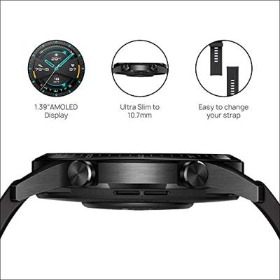 Watch GT 2 - Smartwatch - 46 mm - zwart roestvrij staal - smart watch met riem - fluoroelastomeer - matte black Watch GT 2 - Smartwatch - 46 mm - zwart roestvrij staal - smart watch met riem - fluoroelastomeer - matte black