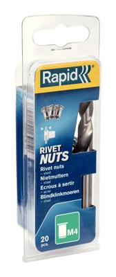 Rapid Blindklinkmoeren M4, 20 stuks + boor - 5000671 - 5000671 Rapid Blindklinkmoeren M4, 20 stuks + boor - 5000671 - 5000671