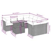 9-delige Loungeset met kussens poly rattan zwart - thumbnail