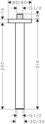 Hansgrohe plafondaansluiting E 30 cm, Brushed Bronze - thumbnail