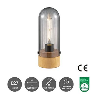 Home sweet home capri tafellamp klein hout/glas - thumbnail