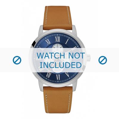 Guess horlogeband W0870G4 Delancy Leder Lichtbruin 22mm + wit stiksel