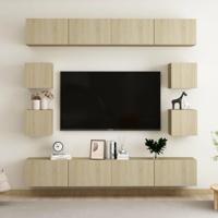 8-delige Tv-meubelset bewerkt hout sonoma eikenkleurig - thumbnail