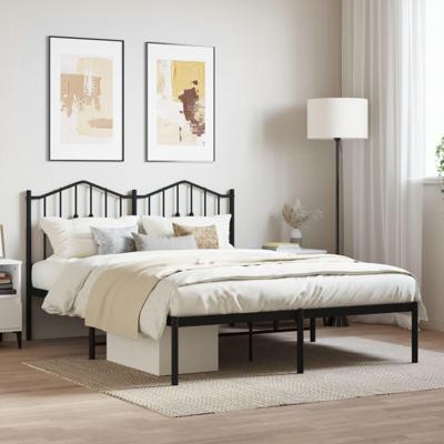 Bedframe met hoofdbord metaal zwart 140x200 cm Bedframe met hoofdbord metaal zwart 140x200 cm