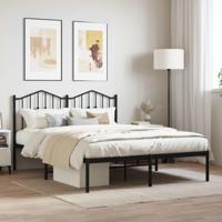 Bedframe met hoofdbord metaal zwart 140x200 cm - thumbnail