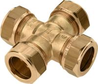 Bonfix knelkoppeling - Kruisstuk - 15mm x 15mm x 15mm x 15mm - Messing - thumbnail