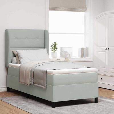 Boxspring bed met matras Lichtgrijs 100 x 200 cm Fluweel