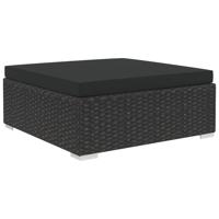 6-delige Loungeset met kussens poly rattan zwart - thumbnail