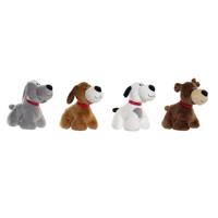 Knuffel Home ESPRIT Wit Bruin Grijs Polyester Hond 22 x 21 x 26 cm (4 Stuks) - thumbnail
