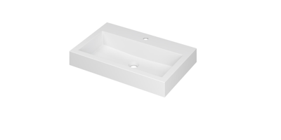 INK Momento Wastafel Polystone met 1 Kraangat - 700x450x90 mm - Mat Wit