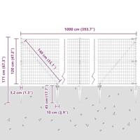 VidaXL Hek met paal grijs 1,2 x 10 m staal en pvc - thumbnail