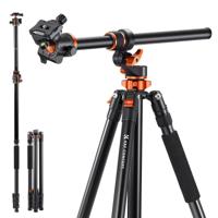 K&F T254A7 statief 230cm aluminium met kantelbare arm en monopod - thumbnail