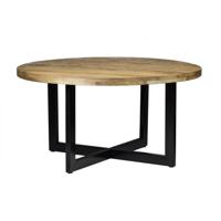 LivingFurn Ronde Eettafel Strong 140cm, Mangohout en staal - thumbnail