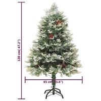VidaXL Kerstboom met led en dennenappels 120 cm pvc en pe groen - thumbnail