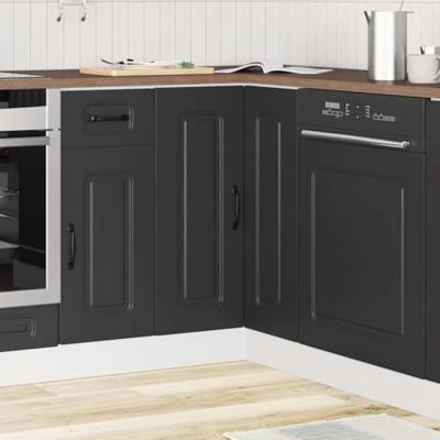 Hoekkeukenonderkast Kalmar bewerkt hout zwart Hoekkeukenonderkast Kalmar bewerkt hout zwart