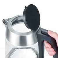 Severin WK 3475 Waterkoker Snoerloos Glas, RVS (geborsteld), Zwart - thumbnail