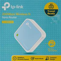 TP-Link TL-WR802N N300 WLAN nano-router (draagbaar, accesspoint, tv-adapter, repeater, router, client, 300 Mbit/s (2,4 GHz), Media, FTP server), blauw/wit - thumbnail