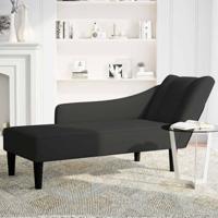 Chaise longue met rechterarmleuning fluweel zwart - thumbnail