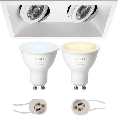 Philips Hue LED Spot Set GU10 - Mat Wit - Kantelbaar - 185x93mm