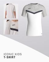 JAKO 6124K T-Shirt Iconic Kids - Wit/Zachtgrijs/Antra Light - 164 - thumbnail