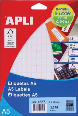 Labels Apli Wit Papier 15 Lakens 8 x 12 mm (10 Stuks)